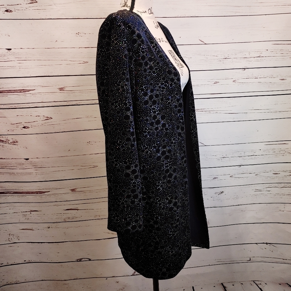 Onyx Nite Black Burnout Velvet Open Front Cardigan Size 8 Evening Wear - Picture 6 of 13